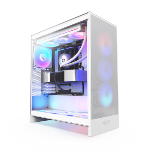 NZXT H7 Flow RGB Matte White (2024) Mid-Tower ATX Airflow Case - All White, F360 RGB Core Fan