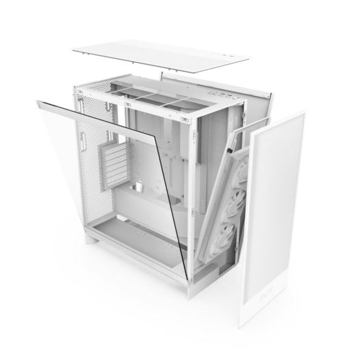 NZXT H7 Flow RGB Matte White (2024) Mid-Tower ATX Airflow Case - All White, F360 RGB Core Fan