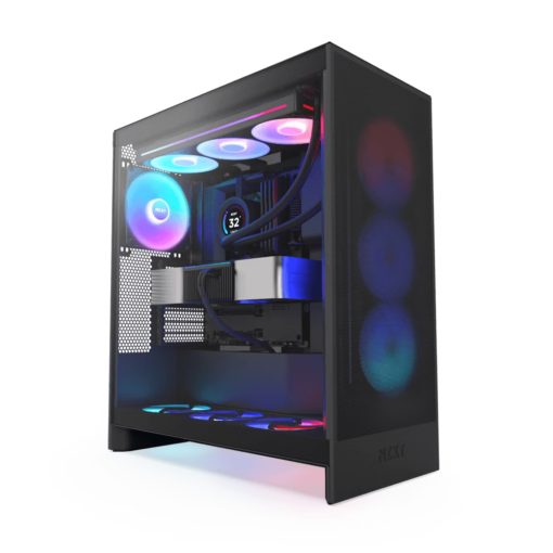NZXT H7 Flow RGB Matte Black (2024) Mid-Tower ATX Airflow Case - All Black, F360 RGB Core Fan