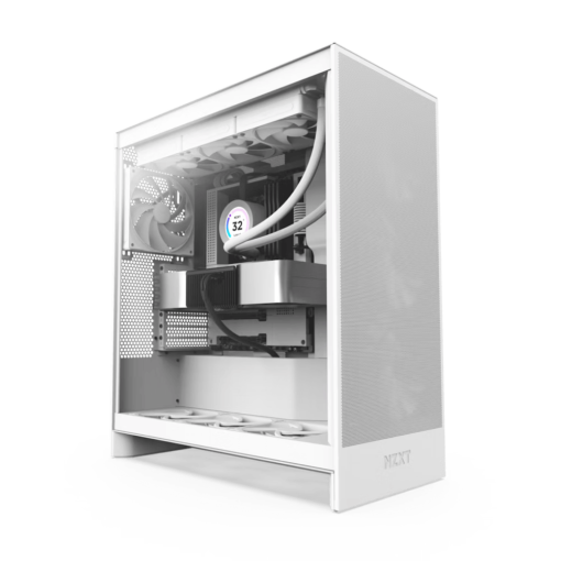 NZXT H7 Flow Matte White (2024) Mid-Tower ATX Airflow Case - All White, 3x F120Q Airflow Fan