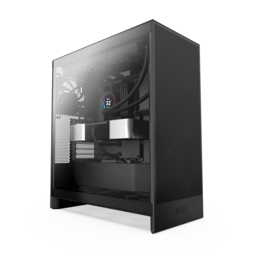 NZXT H7 Flow Matte Black (2024) Mid-Tower ATX Airflow Case - All Black, 3x F120Q Airflow Fan