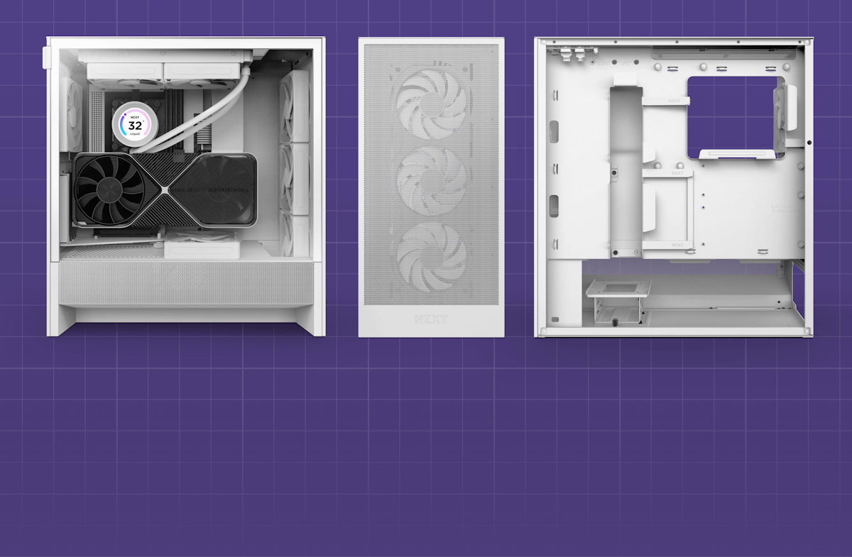 NZXT H5 Flow RGB Matte White (2024) Compact Mid-Tower ATX Airflow Case - All White, 1x F360 RGB Core Fan, 1x F120Q Fan 27 1722977853 h5 category h5 purple grid bg lg