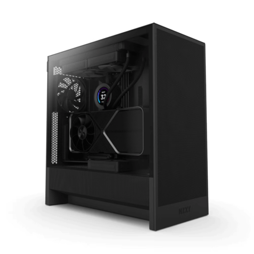 NZXT H5 Flow Matte Black (2024) Compact Mid-Tower ATX Airflow Case - All Black, 2x F120Q Fan