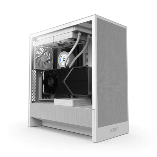 NZXT H5 Flow Matte White (2024) Compact Mid-Tower ATX Airflow Case - All White, 2x F120Q Fan