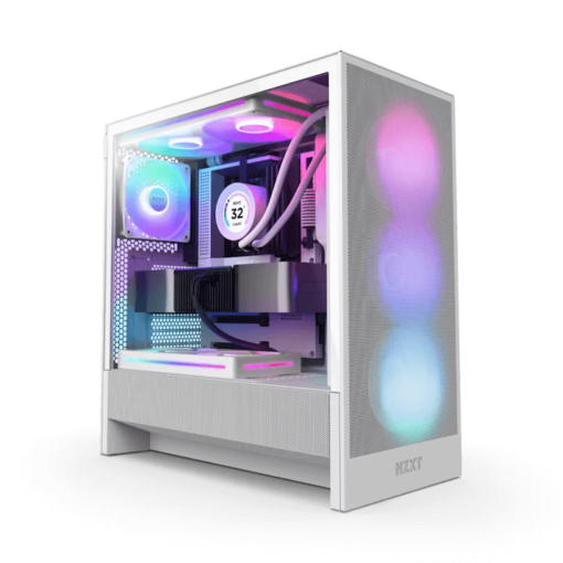 NZXT H5 Flow RGB Matte White (2024) Compact Mid-Tower ATX Airflow Case - All White, 1x F360 RGB Core Fan, 1x F120Q Fan