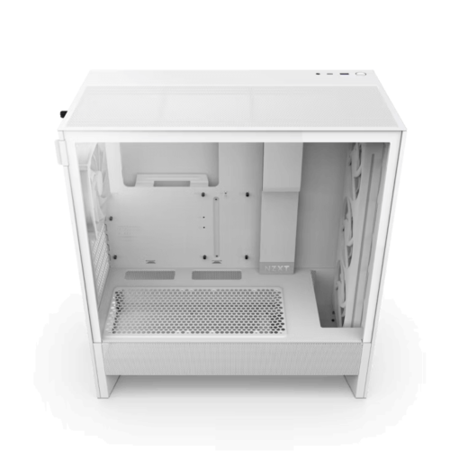 NZXT H5 Flow RGB Matte White (2024) Compact Mid-Tower ATX Airflow Case - All White, 1x F360 RGB Core Fan, 1x F120Q Fan