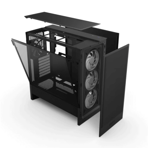 NZXT H5 Flow RGB Matte Black (2024) Compact Mid-Tower ATX Airflow Case - All Black, 1x F360 RGB Core Fan, 1x F120Q Fan