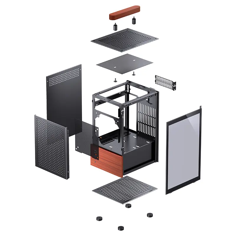 Jonsbo T6 Black iTX Case - Aluminum, Multifunctional Handle, Walnut Panel 48 202442225928