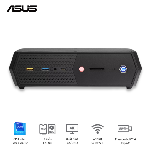 ASUS NUC 12 Enthusiast Mini PC (RNUC12SNKI72001) - Intel Core i7-12700H, 2xDDR4-3200, 3xNVMe, SATA, 2x HDMI 2.1, 2x DP 1.4a, 330W, VGA card port