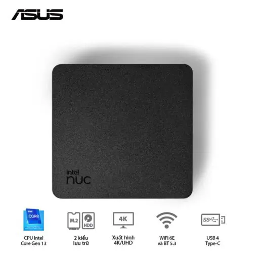 ASUS NUC 13 PRO Tall Mini PC (RNUC13ANHI500001I) - Intel Core i5-1340P, 2xDDR4-3200, 3xNVMe, SATA, 2x HDMI 2.1, 2x Thunderbolt, VESA MOUNT