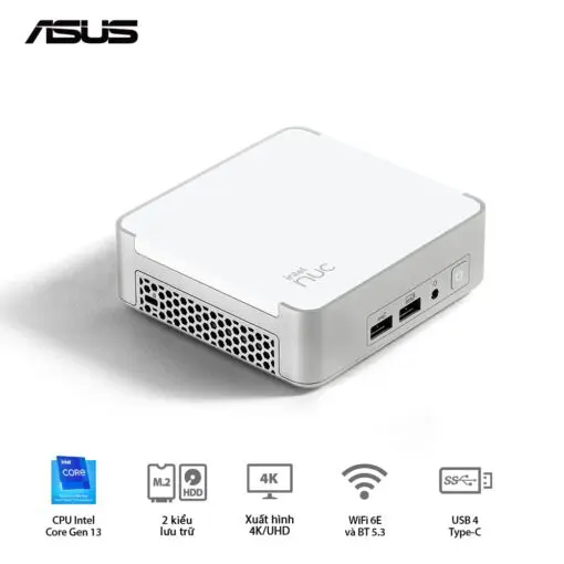 ASUS NUC 13 Prodesk Mini PC (RNUC13VYKI50006) - Intel Core i5-1340P, 2xDDR4-3200, 2xNVMe, 1x SATA 2.5, 2x HDMI 2.1, 2x Thunderbolt, VESA MOUNT