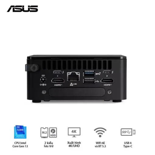 ASUS NUC 13 PRO Tall Mini PC (RNUC13ANHI500001I) - Intel Core i5-1340P, 2xDDR4-3200, 3xNVMe, SATA, 2x HDMI 2.1, 2x Thunderbolt, VESA MOUNT