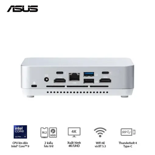 ASUS NUC 14 Pro+ Full System Mini PC (RNUC14RVSU500001I) - Intel Core Ultra 5- 125H, 2x NVMe, 2x HDMI 2.1, 2x Thunderbolt, VESA MOUNT, White