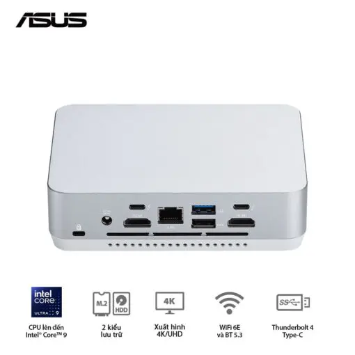 ASUS NUC 14 Pro+ Full System Mini PC (RNUC14RVSU500001I) - Intel Core Ultra 5- 125H, 2x NVMe, 2x HDMI 2.1, 2x Thunderbolt, VESA MOUNT, White