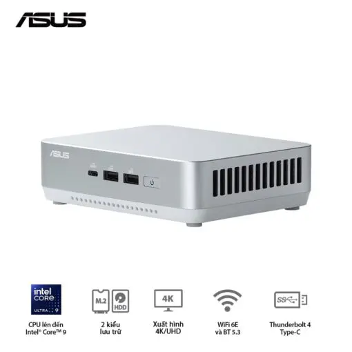 ASUS NUC 14 Pro+ Full System Mini PC (RNUC14RVSU500001I) - Intel Core Ultra 5- 125H, 2x NVMe, 2x HDMI 2.1, 2x Thunderbolt, VESA MOUNT, White