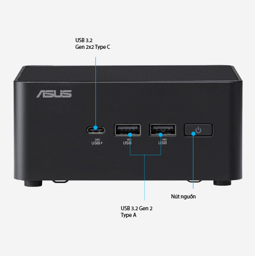 ASUS NUC 14 PRO Tall Full System Mini PC (RNUC14RVHU500001I) - Intel Core Ultra 5-125H, 2x NVMe, 2xNVMe, 1x SATA, 2x HDMI 2.1, 2x Thunderbolt, VESA MOUNT 37 NUC 14 Pro IO 1