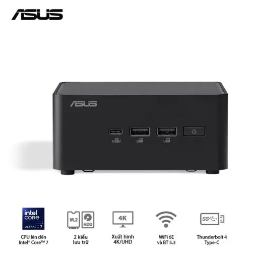 ASUS NUC 14 PRO Tall Full System Mini PC (RNUC14RVHU500001I) - Intel Core Ultra 5-125H, 2x NVMe, 2xNVMe, 1x SATA, 2x HDMI 2.1, 2x Thunderbolt, VESA MOUNT