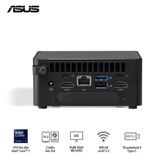 ASUS NUC 14 PRO Tall Full System Mini PC (RNUC14RVHU500001I) - Intel Core Ultra 5-125H, 2x NVMe, 2xNVMe, 1x SATA, 2x HDMI 2.1, 2x Thunderbolt, VESA MOUNT