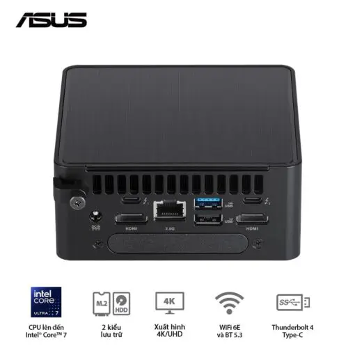 ASUS NUC 14 PRO Tall Full System Mini PC (RNUC14RVHU500001I) - Intel Core Ultra 5-125H, 2x NVMe, 2xNVMe, 1x SATA, 2x HDMI 2.1, 2x Thunderbolt, VESA MOUNT