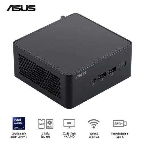 ASUS NUC 14 PRO Tall Full System Mini PC (RNUC14RVHU500001I) - Intel Core Ultra 5-125H, 2x NVMe, 2xNVMe, 1x SATA, 2x HDMI 2.1, 2x Thunderbolt, VESA MOUNT