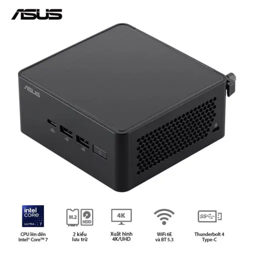 ASUS NUC 14 PRO Tall Full System Mini PC (RNUC14RVHU500001I) - Intel Core Ultra 5-125H, 2x NVMe, 2xNVMe, 1x SATA, 2x HDMI 2.1, 2x Thunderbolt, VESA MOUNT