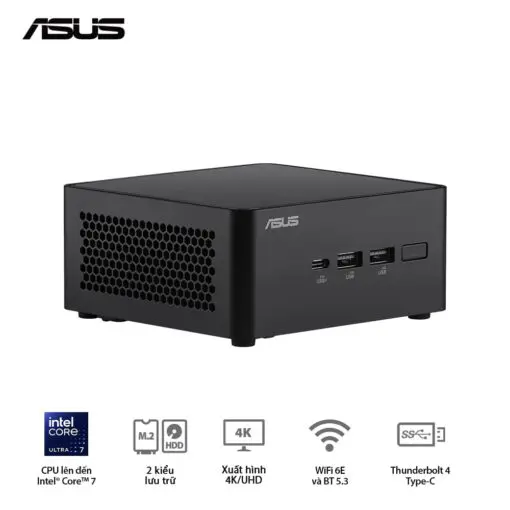 ASUS NUC 14 PRO Tall Full System Mini PC (RNUC14RVHU500001I) - Intel Core Ultra 5-125H, 2x NVMe, 2xNVMe, 1x SATA, 2x HDMI 2.1, 2x Thunderbolt, VESA MOUNT