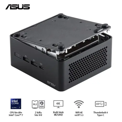 ASUS NUC 14 PRO Tall Full System Mini PC (RNUC14RVHU500001I) - Intel Core Ultra 5-125H, 2x NVMe, 2xNVMe, 1x SATA, 2x HDMI 2.1, 2x Thunderbolt, VESA MOUNT