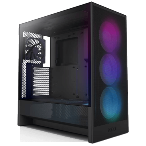 NZXT H5 Flow RGB Matte Black (2024) Compact Mid-Tower ATX Airflow Case - All Black, 1x F360 RGB Core Fan, 1x F120Q Fan