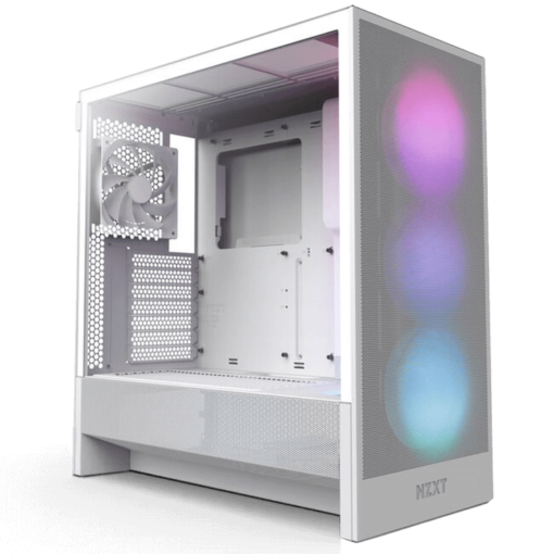 NZXT H5 Flow RGB Matte White (2024) Compact Mid-Tower ATX Airflow Case - All White, 1x F360 RGB Core Fan, 1x F120Q Fan