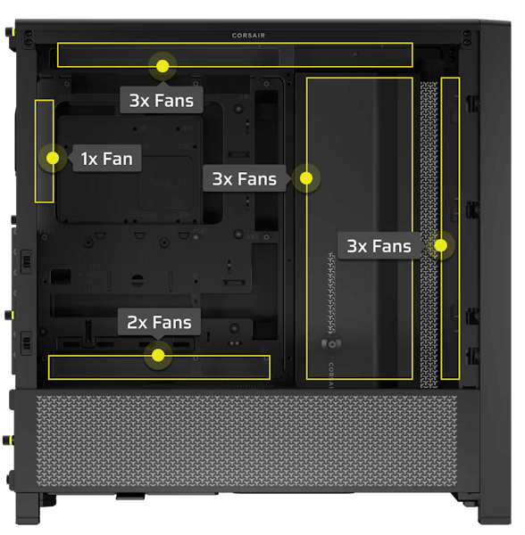 CORSAIR FRAME 4000D RS ARGB White Modular Mid Tower PC Case - Tempered Glass, 3x RS120 ARGB fans 52