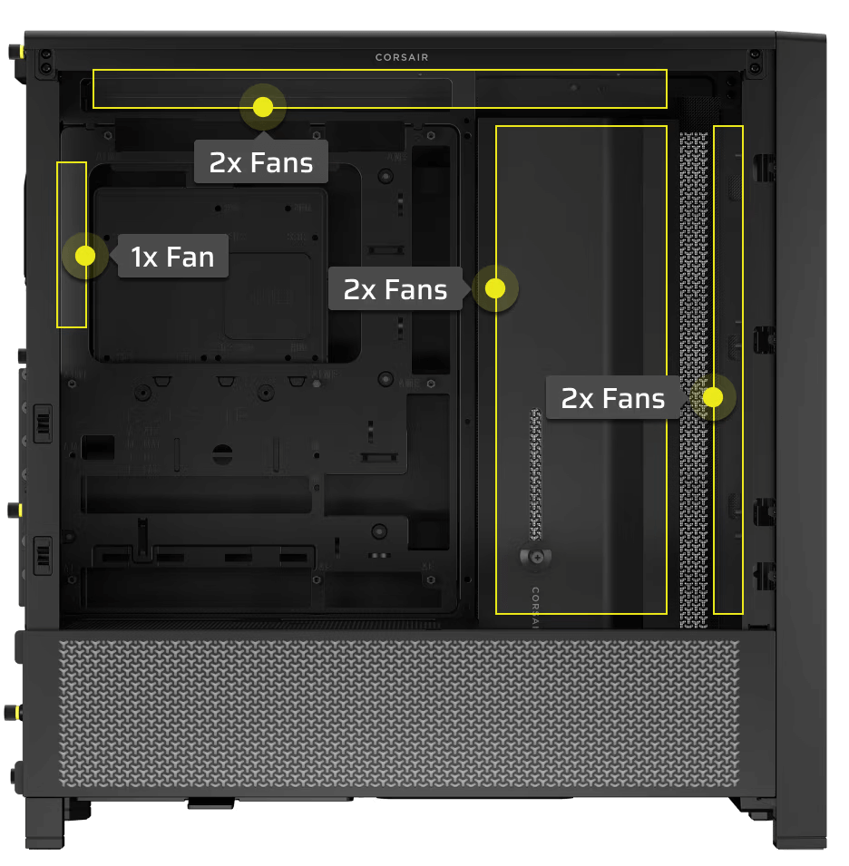 CORSAIR FRAME 4000D RS ARGB White Modular Mid Tower PC Case - Tempered Glass, 3x RS120 ARGB fans 55