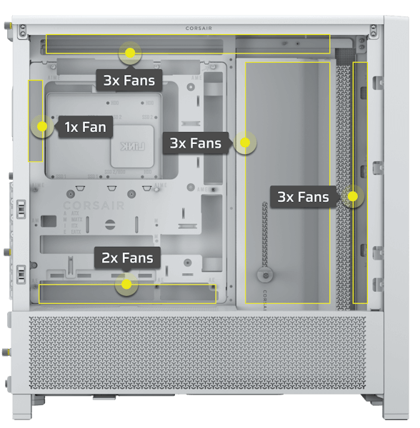 CORSAIR FRAME 4000D White Tempered Glass Modular Mid Tower PC Case 46