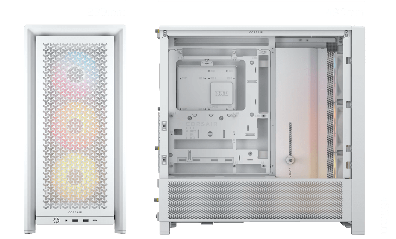 CORSAIR FRAME 5000D RS White Modular Mid Tower PC Case - Tempered Glass, 4x RS140 fans 23