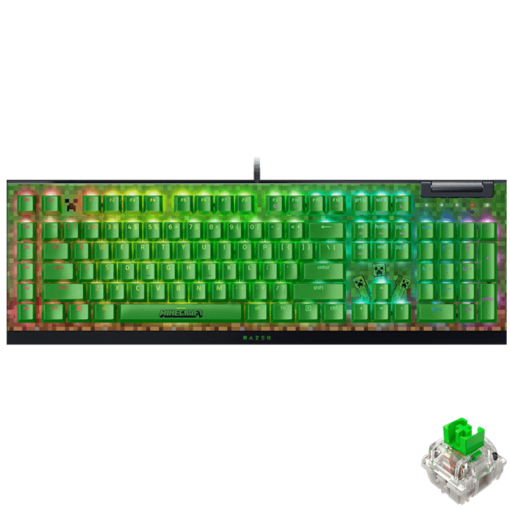 Razer BlackWidow V4 X Minecraft Edition Gaming Mechanical Keyboard - Full Size Wired, Chroma RGB, Razer Green Switch, US Layout, FRML