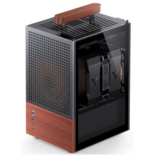 Jonsbo T6 Black iTX Case - Aluminum, Multifunctional Handle, Walnut Panel