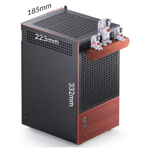 Jonsbo T6 Black iTX Case - Aluminum, Multifunctional Handle, Walnut Panel