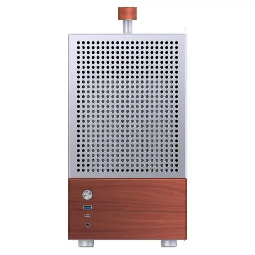Jonsbo T6 Silver iTX Case - Aluminum, Multifunctional Handle, Walnut Panel