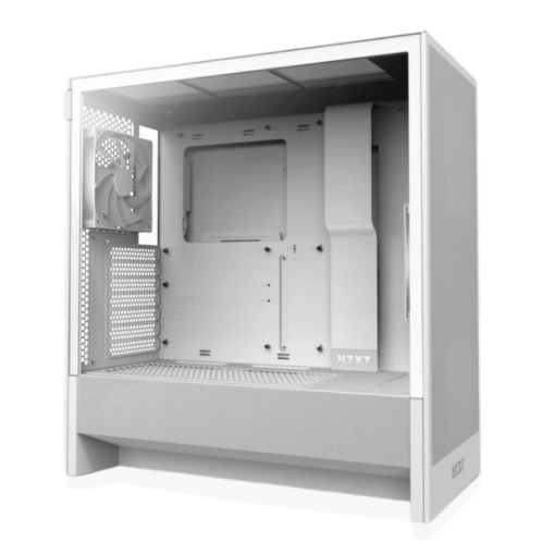 NZXT H5 Flow Matte White (2024) Compact Mid-Tower ATX Airflow Case - All White, 2x F120Q Fan