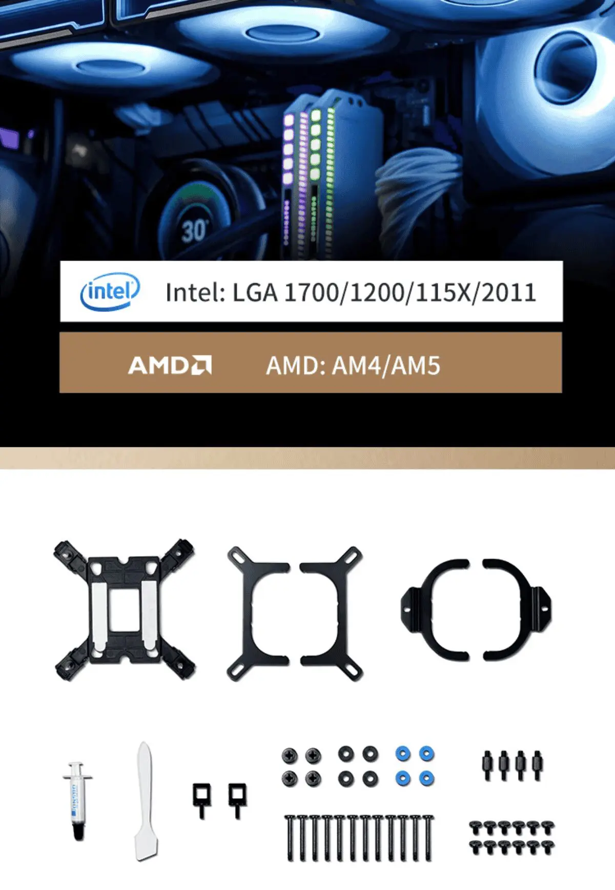 JONSBO TF2-360SC (BI) Black AIO Liquid Cooling - 2.1 inches IPS LCD Screen, 360mm radiator, 3x120mm ARGB Fans 58 11