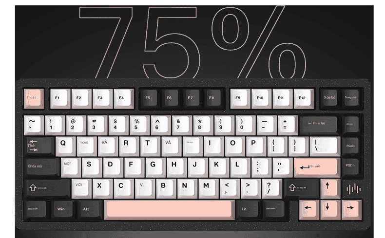 PMO WAVE75 Pro QMK Aluminum Mechanical Keyboard - 75%, 3-mode, FR4, Snow (Kailh), 8000mAh, PVD stainless steel weight 54 18 2