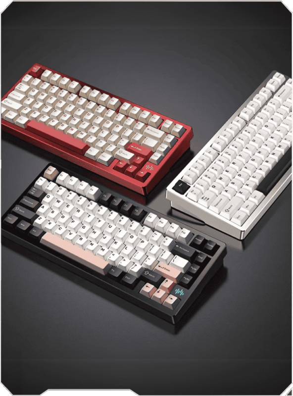 PMO WAVE75 Pro QMK Aluminum Mechanical Keyboard - 75%, 3-mode, FR4, Snow (Kailh), 8000mAh, PVD stainless steel weight 50 20 2