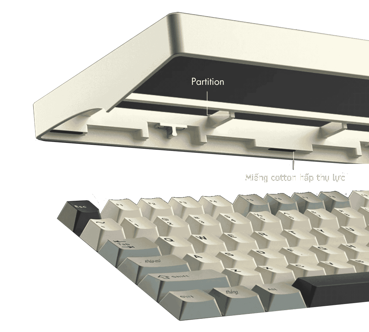 PMO WAVE75 Pro QMK Aluminum Mechanical Keyboard - 75%, 3-mode, FR4, Snow (Kailh), 8000mAh, PVD stainless steel weight 29 6 1