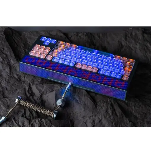 ANGRY MIAO AM Neon 80 Space Silver Base Kit Keyboard - 80%, Leaf Spring Mounting, DIY 389 LEDs