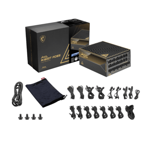 MSI MEG Ai1600T ATX 3.1 PCIE 5.1 PSU - 1600W, 80 plus Titanium, full-modular, Dual 12V-2x6 Cable