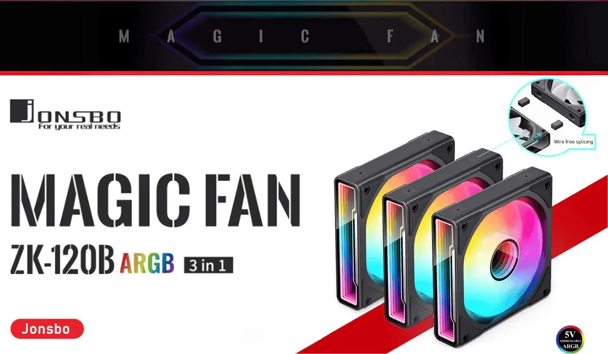 JONSBO ZK-120B Black Fan Case - 3in1, 3x120mm 5V/3Pin ARGB Wire-free, PWM 12 ZK120B 1 1