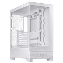 ASUS A31 White ATX Mid-Tower Case - BTF Hidden Connectors, 8° Angled Base, Dual-Sided Tempered Glass