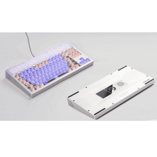 ANGRY MIAO AM Neon 80 Space Silver Base Kit Keyboard - 80%, Leaf Spring Mounting, DIY 389 LEDs