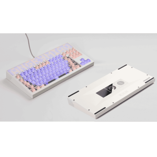 ANGRY MIAO AM Neon 80 Space Silver Base Kit Keyboard - 80%, Leaf Spring Mounting, DIY 389 LEDs