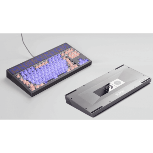 ANGRY MIAO AM Neon 80 Space Silver Base Kit Keyboard - 80%, Leaf Spring Mounting, DIY 389 LEDs