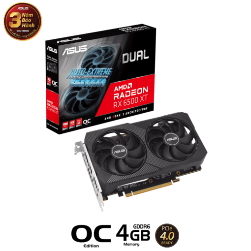 ASUS Dual Radeon RX 6500 XT V2 OC Edition 4GB GDDR6 Graphics Card